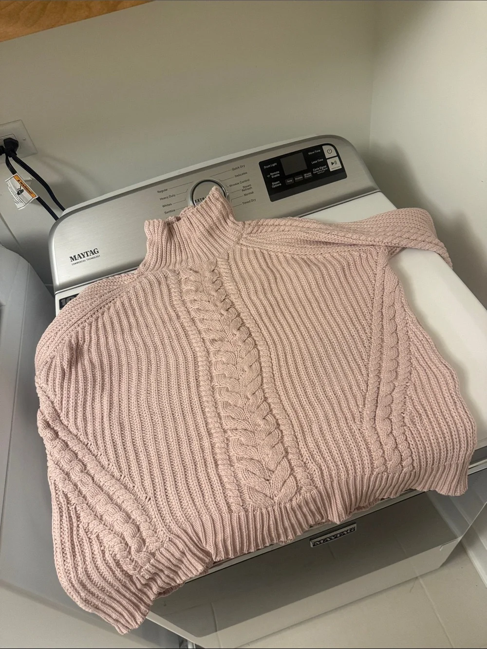 Lululemon Bring The Cozy Turtleneck in a soft misty pink cable knit